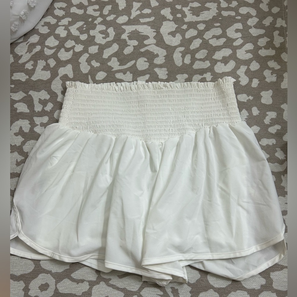 White Flowy Offline Shorts
